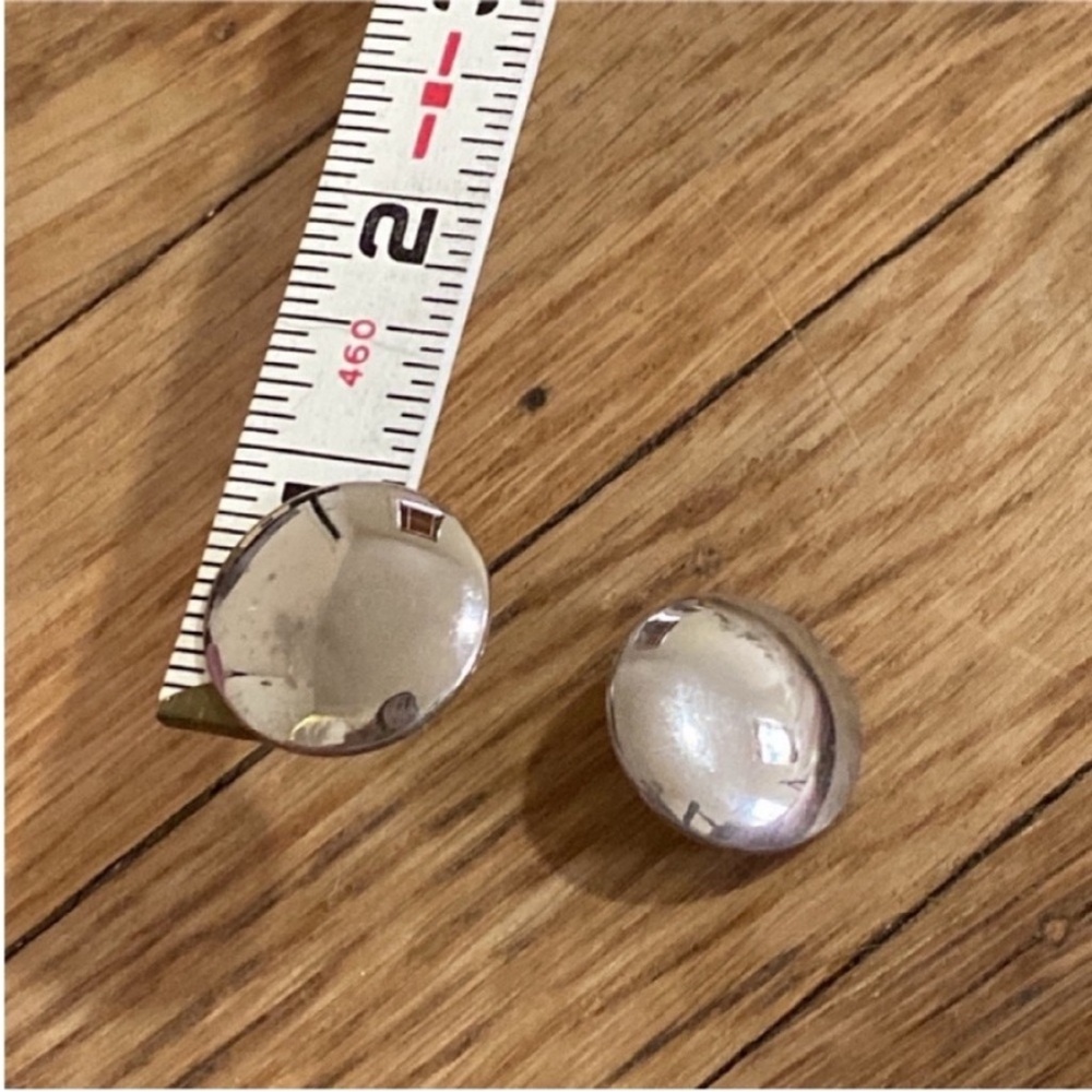Silver button earrings